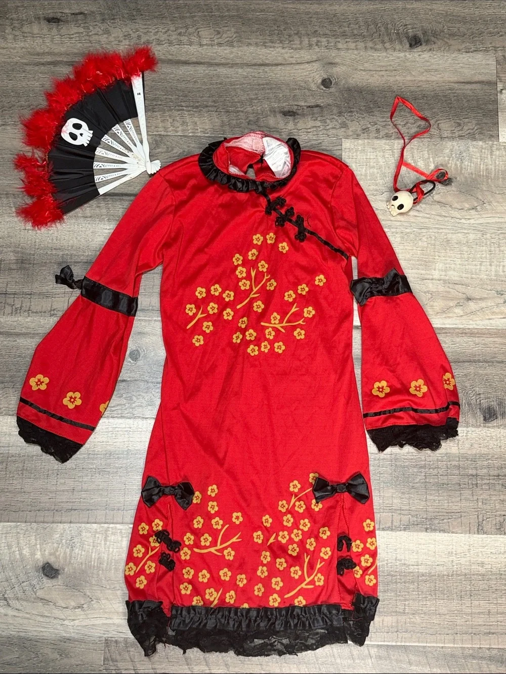 Red Chinese Mandarin-Style Halloween Costume Dress